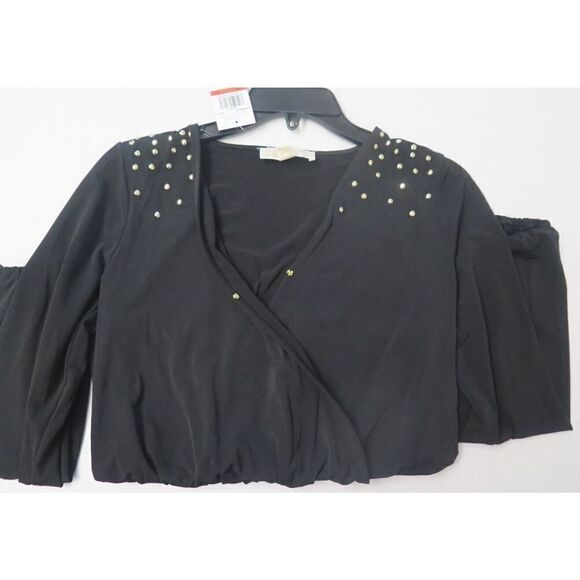 Michael Michael Kors Women's Sz XS Black Long Sleeve Blouse w/Gold Studs $98+ - Picture 9 of 10